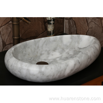 Guangxi  half-drop ​white marble sink